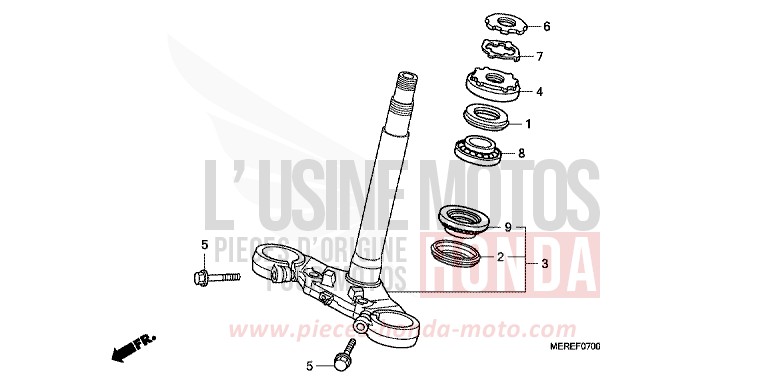 TIGE DE DIRECTION von CBF600N ABS QUASAR SILVER METALLIC (NHA48) von 2009